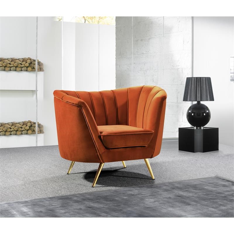 Home Square 2-Piece Set with Accent Chair and Sofa in Cognac and Gold
