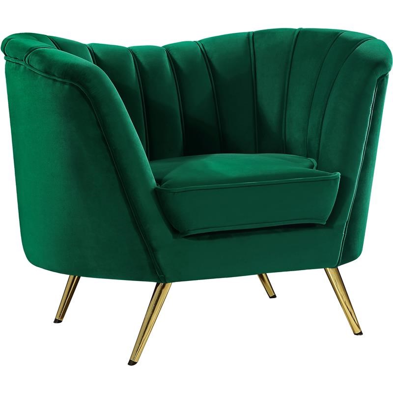 Home Square 2-Piece Set with Accent Chair and Sofa in Green and Gold