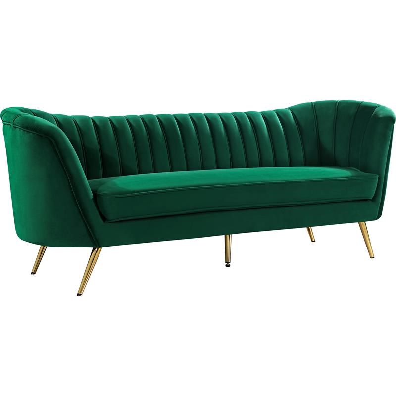 Home Square 3-Piece Set with Accent Chair Chaise and Sofa in Green and Gold