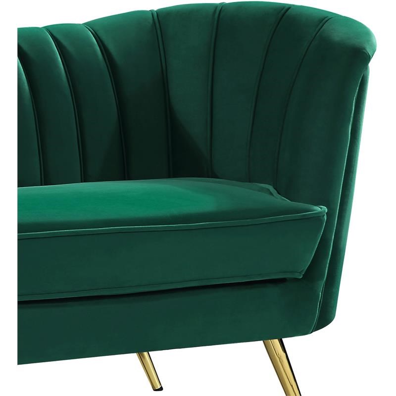 Home Square 3-Piece Set with Accent Chair Chaise and Sofa in Green and Gold