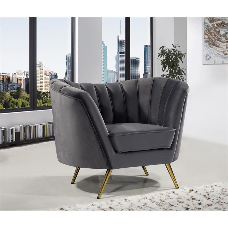 Home Square 3-Piece Set with Accent Chair Loveseat & Sofa in Gray and Gold