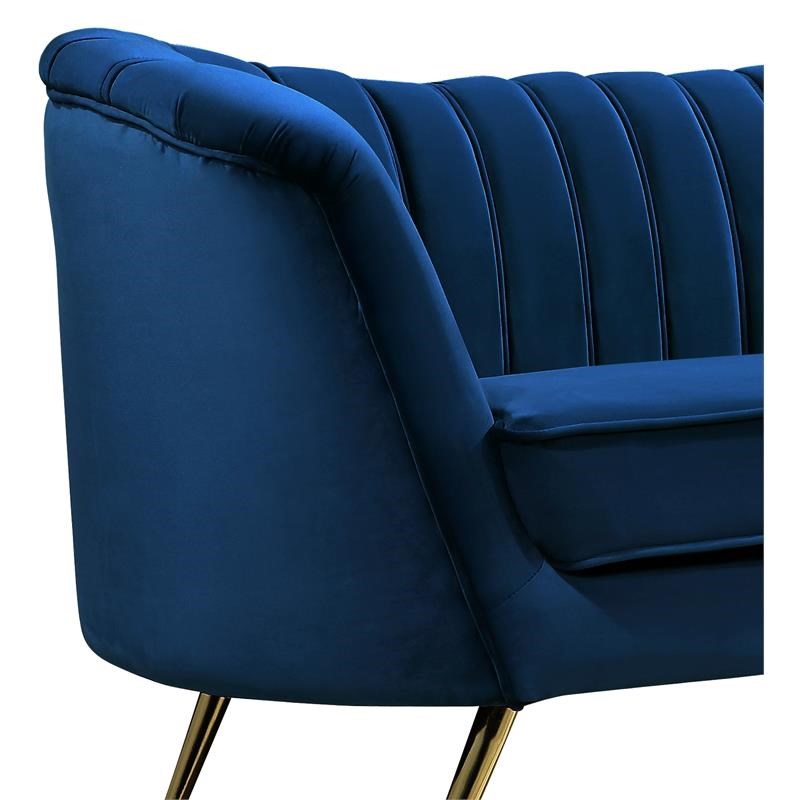 Home Square 3-Piece Set with Accent Chair Loveseat and Sofa in Navy and Gold