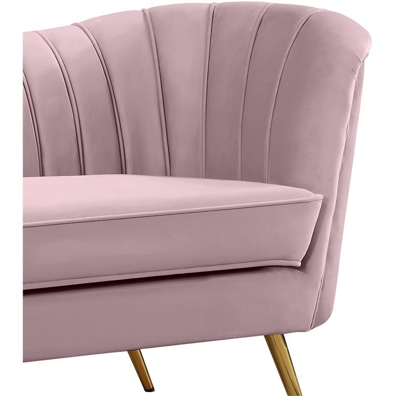 Home Square 2-Piece Set with Velvet Accent Chair & Sofa in Pink and Gold