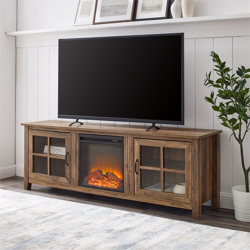 Home Square 3-Piece Set with TV Stand Coffee Table & Bookcase in Rustic Oak