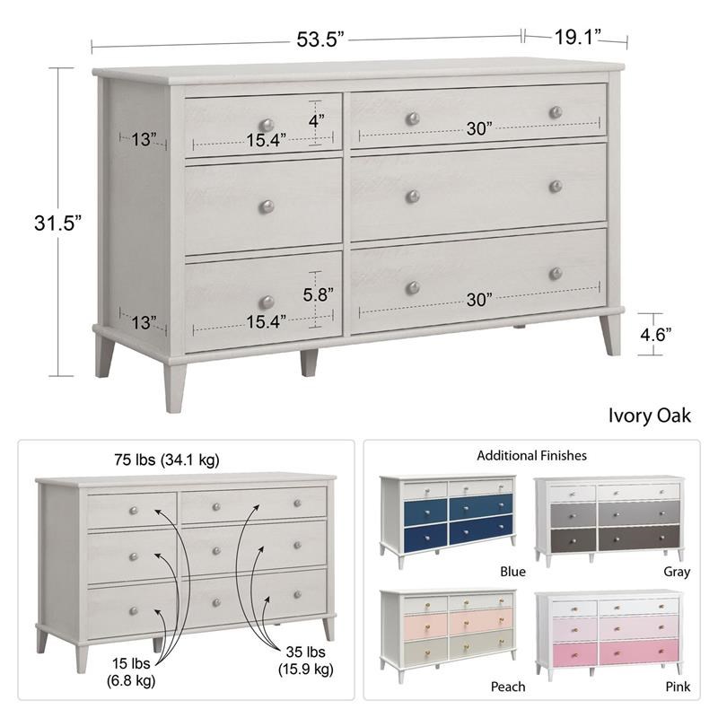 Home Square 2-Piece Furniture Set with 3-Drawer Dresser and 6-Drawer Dresser