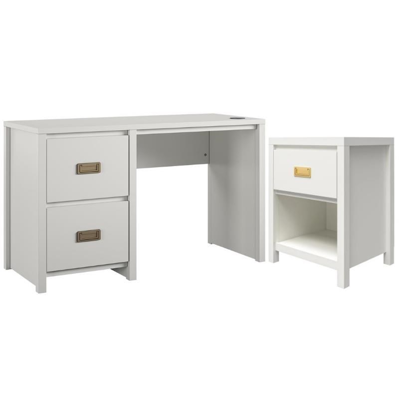 Home Square 2-Piece Furniture Set with Kids Nightstand and Pedestal Kids Desk