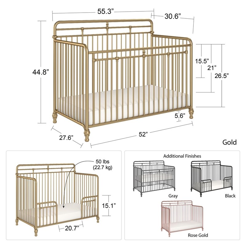 Home Square 2-Piece Furniture Set with Convertible Crib and 3-Drawer Dresser