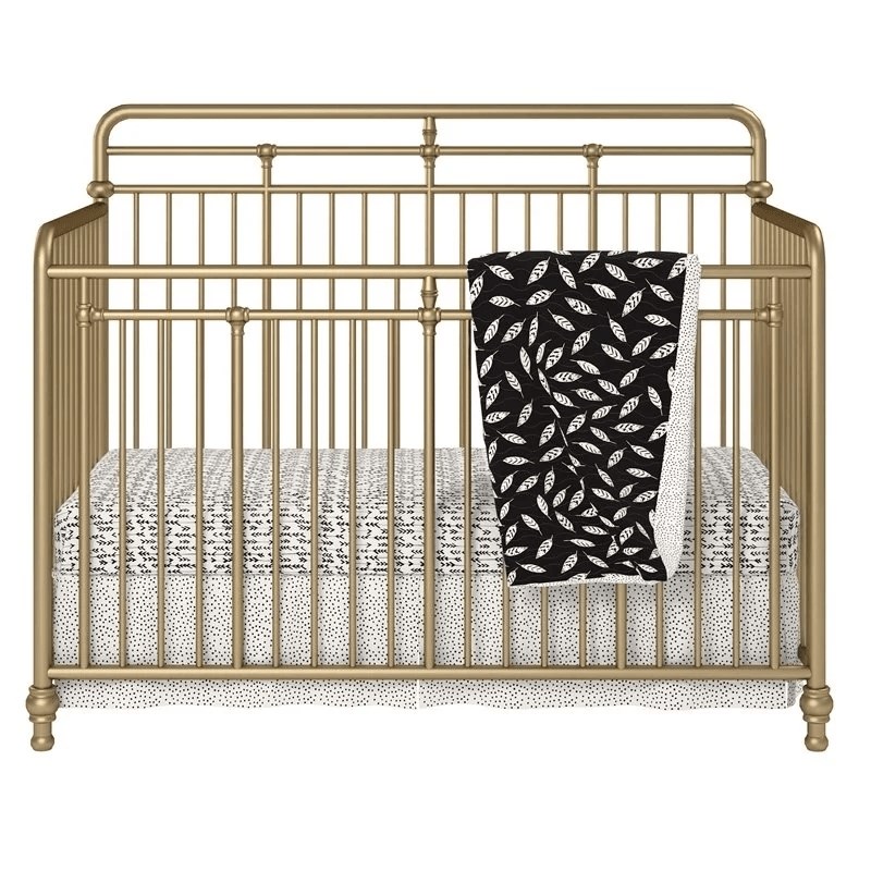 Home Square 2-Piece Set with Metal 3 in 1 Convertible Crib and 3-Drawer Dresser