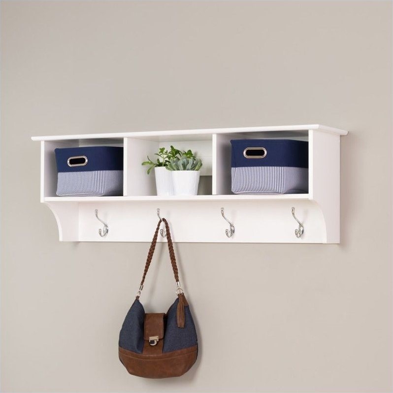 Home Square 2-Piece Set with Storage Bench & Shelf Wall Coat Rack for Entryway