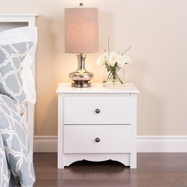 Home Square 2-Piece Furniture 2-Drawer Night Stand Set in White