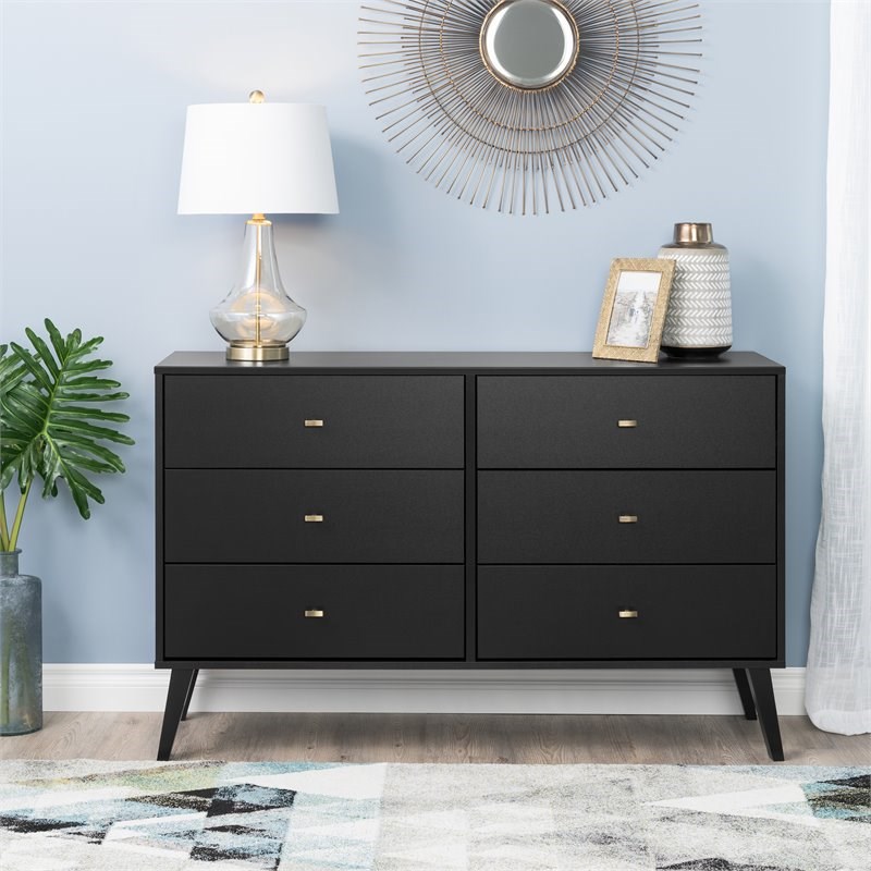 Home Square 2-Piece Set with 2-Drawer Tall Nightstand & 6-Drawer Double Dresser