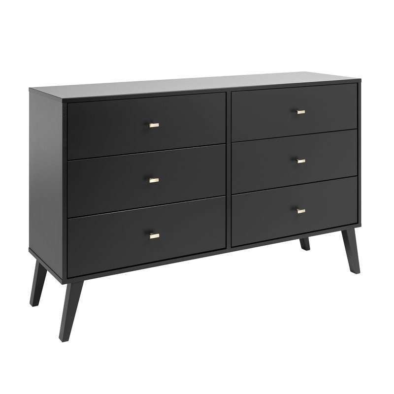 Home Square 3-Piece Set with 2 Modern Nightstands with Cubby & Double Dresser