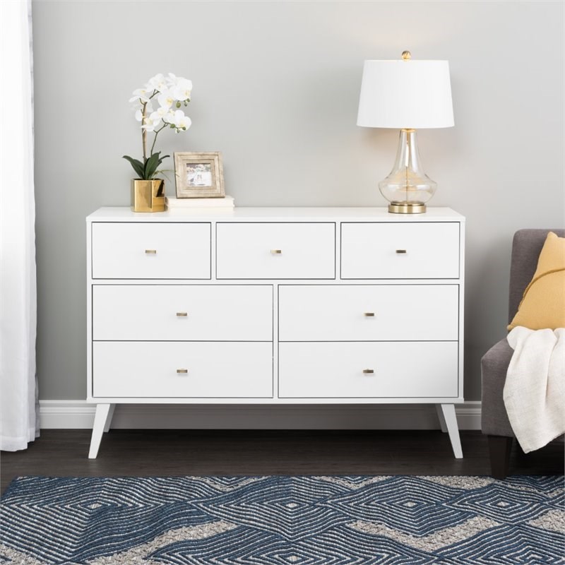 Home Square 3-Piece Set with 2 Nightstands and 7-Drawer Dresser in White