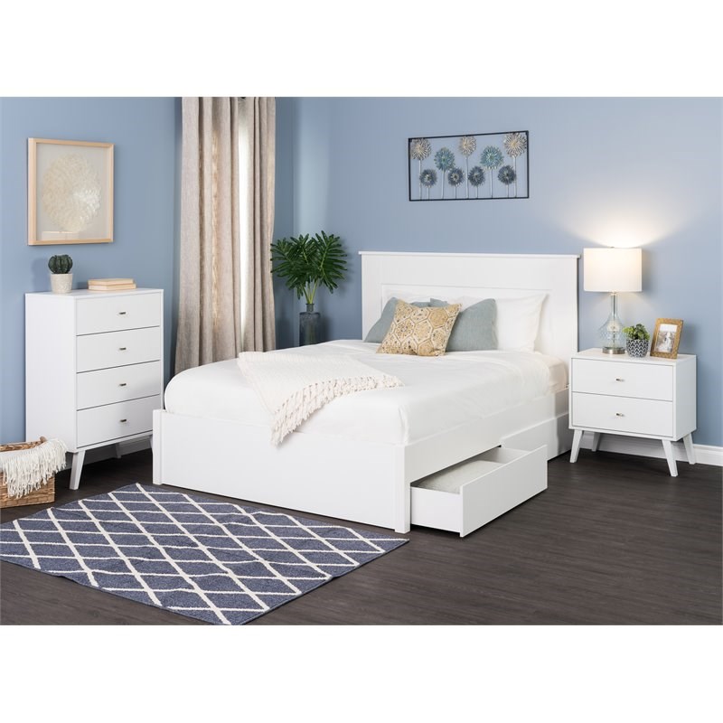 Home Square 4-Piece Set with 2 Modern Nightstands Tall Chest & 7-Drawer Dresser