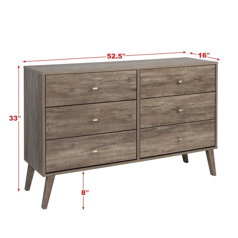 Home Square 2-Piece Set with Modern Tall 6-Drawer Chest 6-Drawer Double Dresser