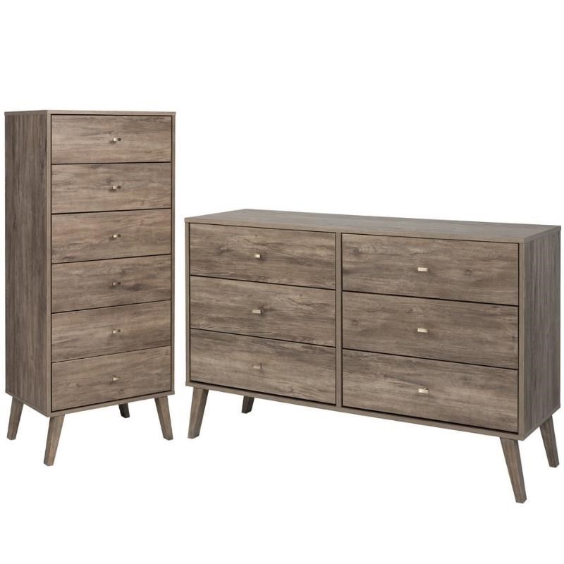 Home Square 2 Piece Set With Modern, Double Wide Tall Dresser