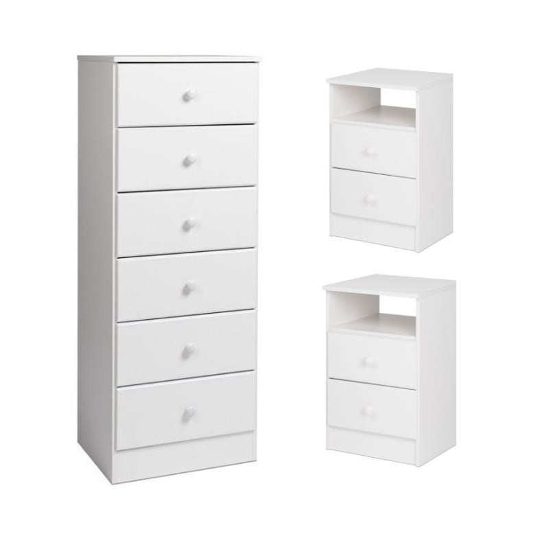 Home Square 3-Piece Set with 2 2-Drawer Nightstands & 6-Drawer Lingerie Chest