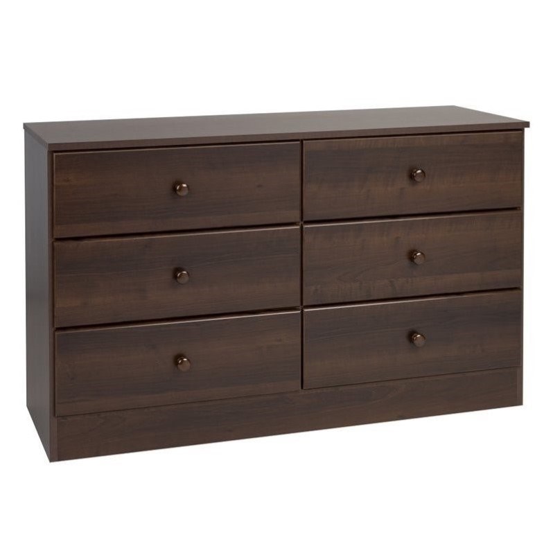 Home Square 4-Piece Set with 2 Nighstands 6-Drawer Lingerie Chest Double Dresser