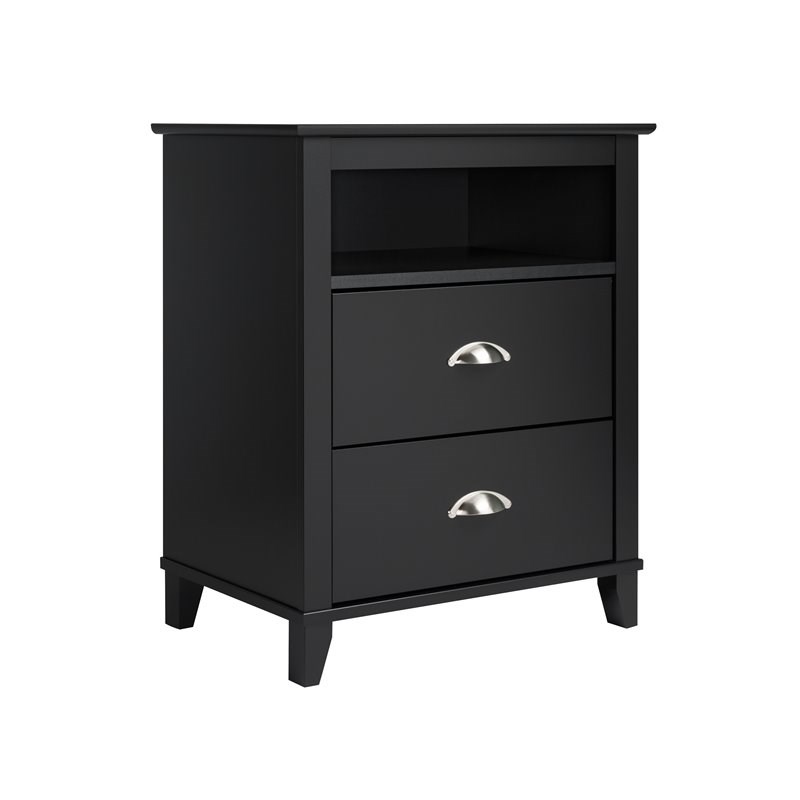 Home Square 3-Piece Set with 2 2-Drawer Nightstands & Wardrobe Armoire in Black