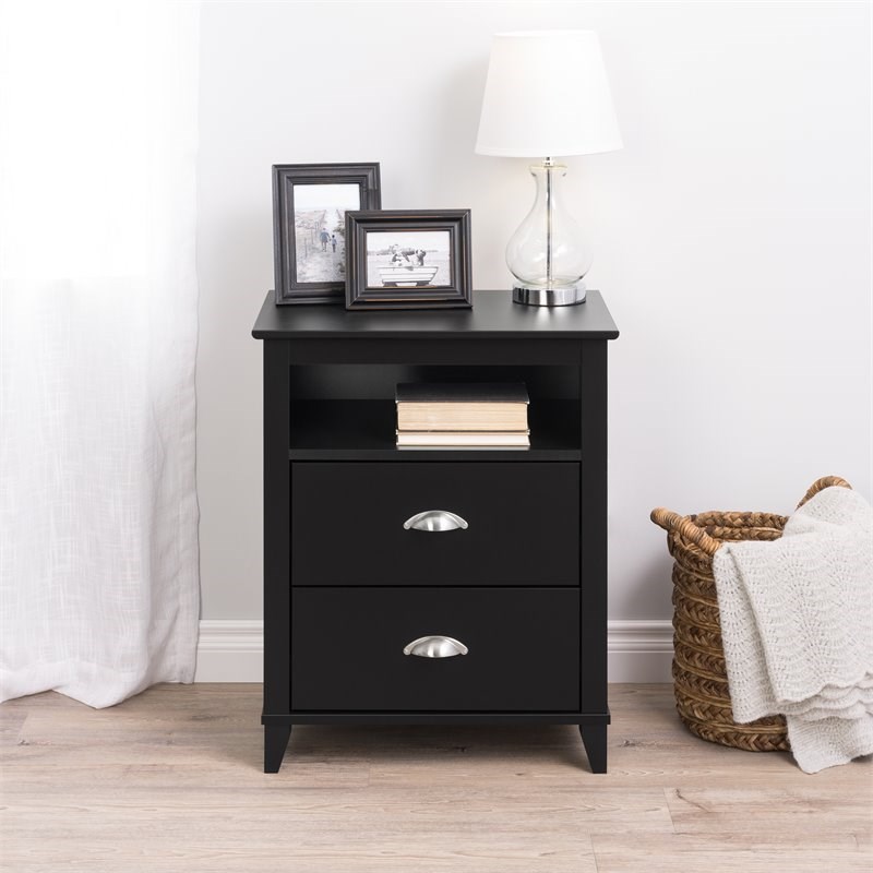 Home Square 3-Piece Set with 2 2-Drawer Nightstands & Wardrobe Armoire in Black