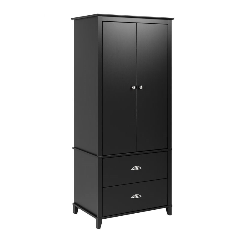 Home Square 4-Piece Set with 2 Nightstands Lingerie Chest Wardrobe Armoire
