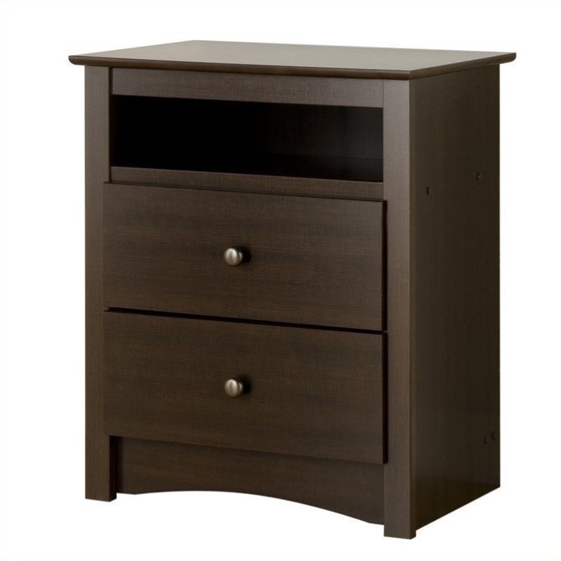 Home Square 4-Piece Set with 2 Tall Night Tables 5-Drawer Chest 6-Drawer Dresser