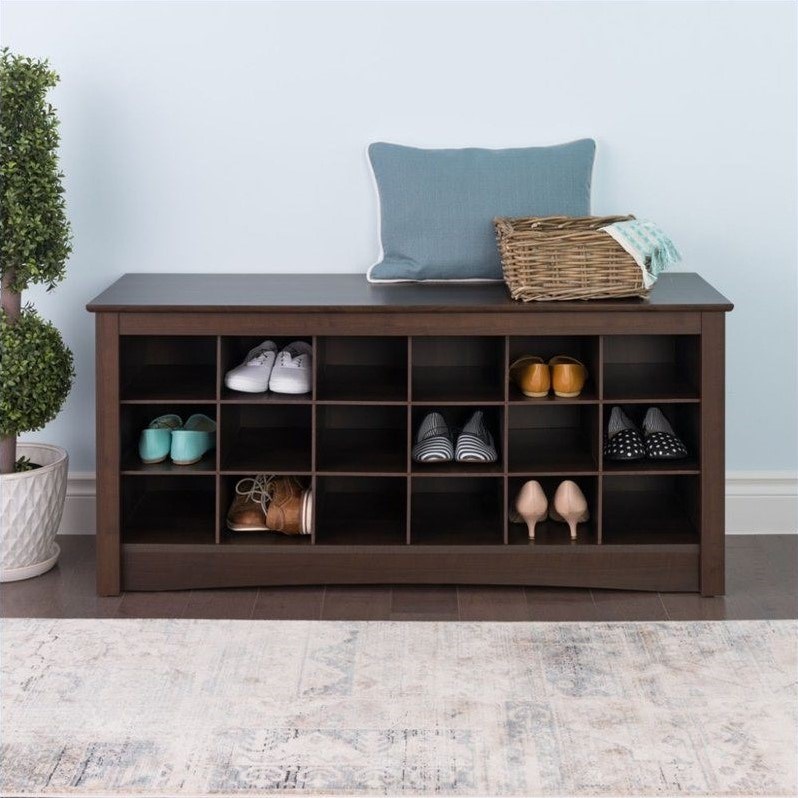 Home Square Set with 18 Cubby Shoe Storage Bench and 60