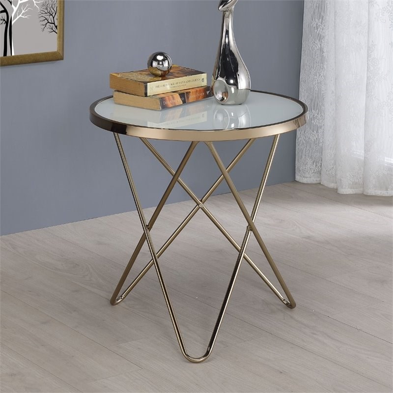Home Square 2-Piece Furniture Set with Coffee Table and End Table in Champagne