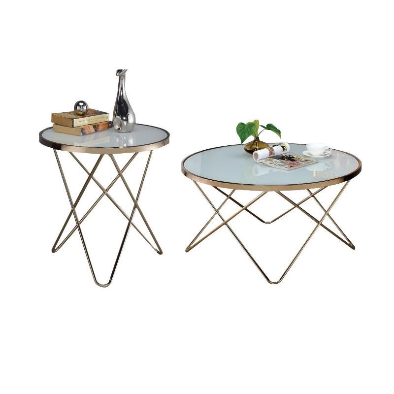 Home Square 2-Piece Furniture Set with Coffee Table and End Table in Champagne