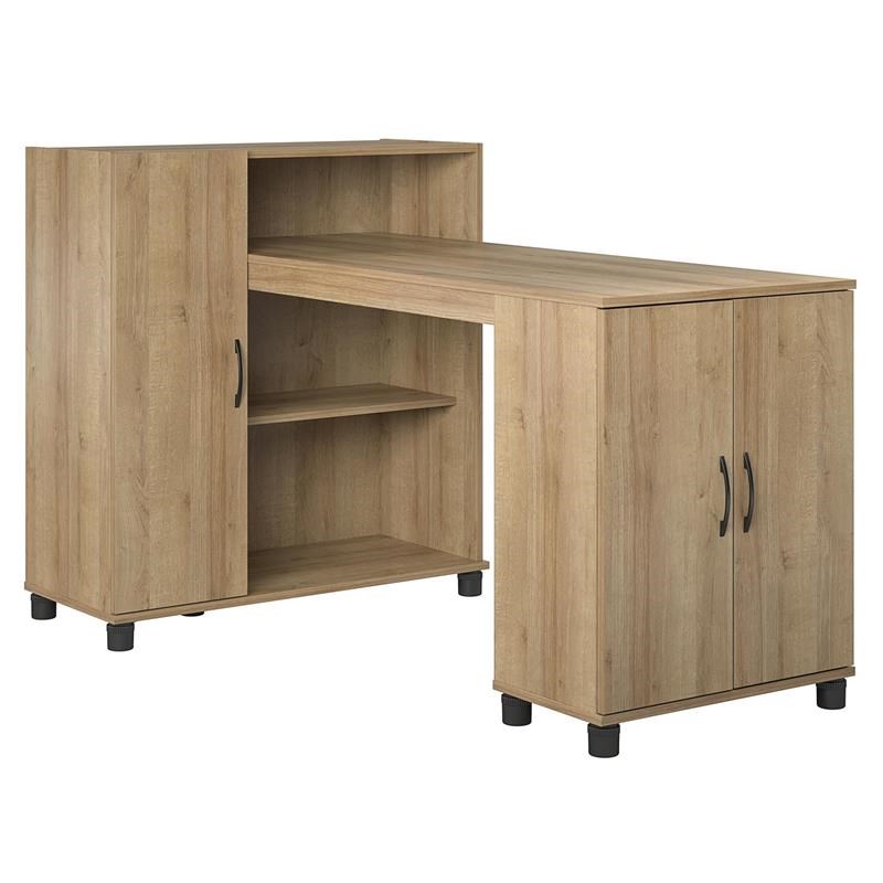 Home Square 2-Piece Set with Tall Cabinet and Desk with Storage Cabinet