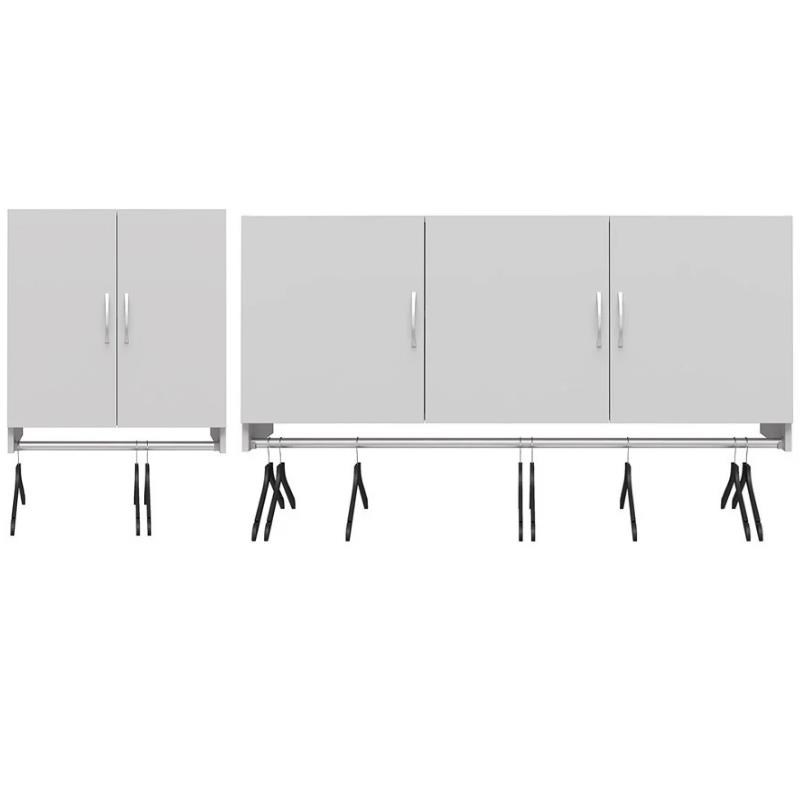 Home Square 2-Piece Set with 3-Door 2-Door Wall Cabinet with Hanging Rod