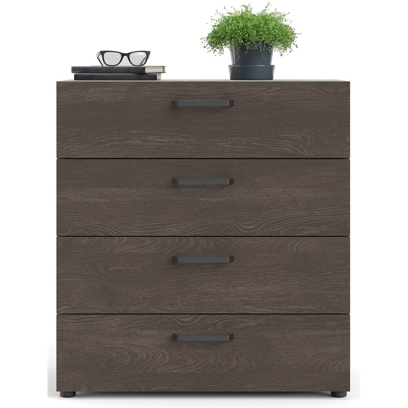 Home Square 4 Piece Set with Dresser Chest and Two Nightstands in Dark Chocolate