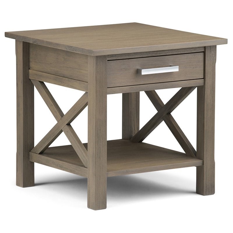 Home Square 2-Piece Square End Table Set in Farmhouse Gray Stain