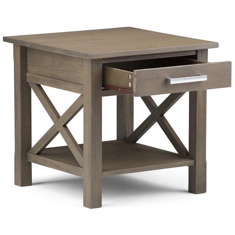 Home Square 2-Piece Square End Table Set in Farmhouse Gray Stain