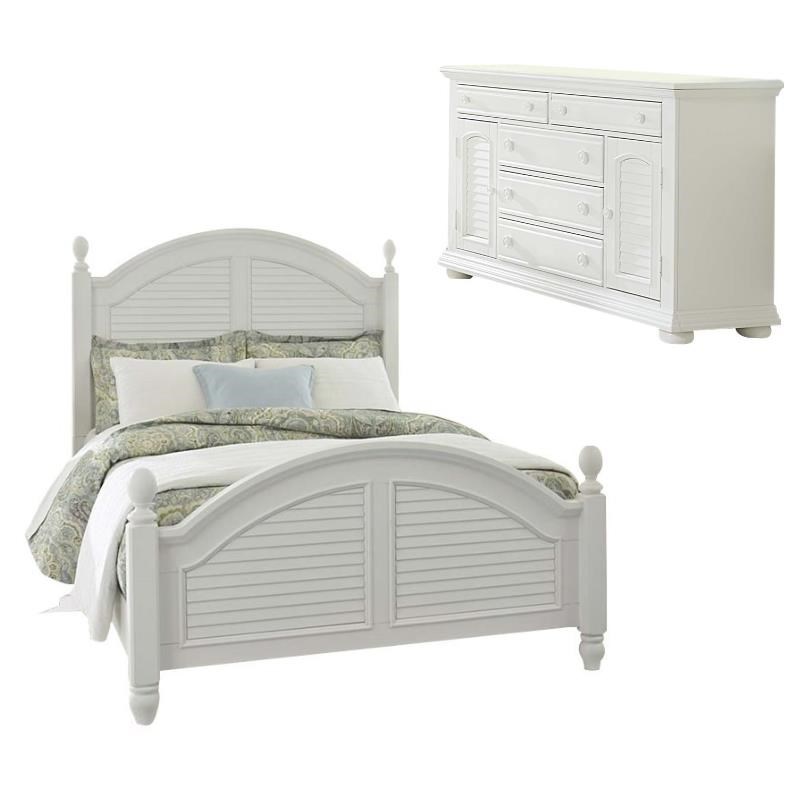 Home Square 2-Piece Set with King Poster Bed & 2-Door 5-Drawer Dresser