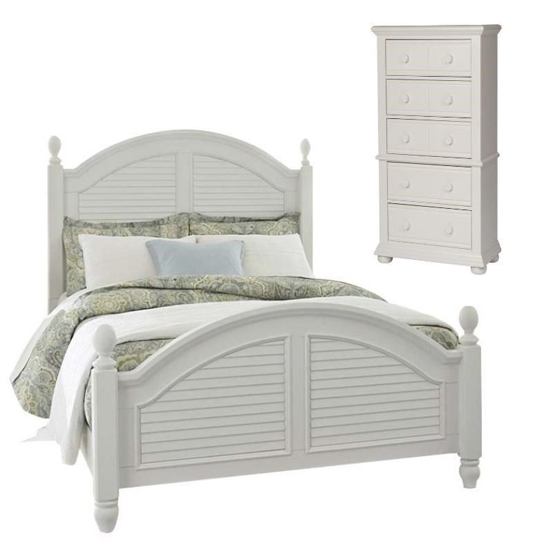 Home Square 2-Piece Set with Summer House King Poster Bed and 5-Drawer Chest