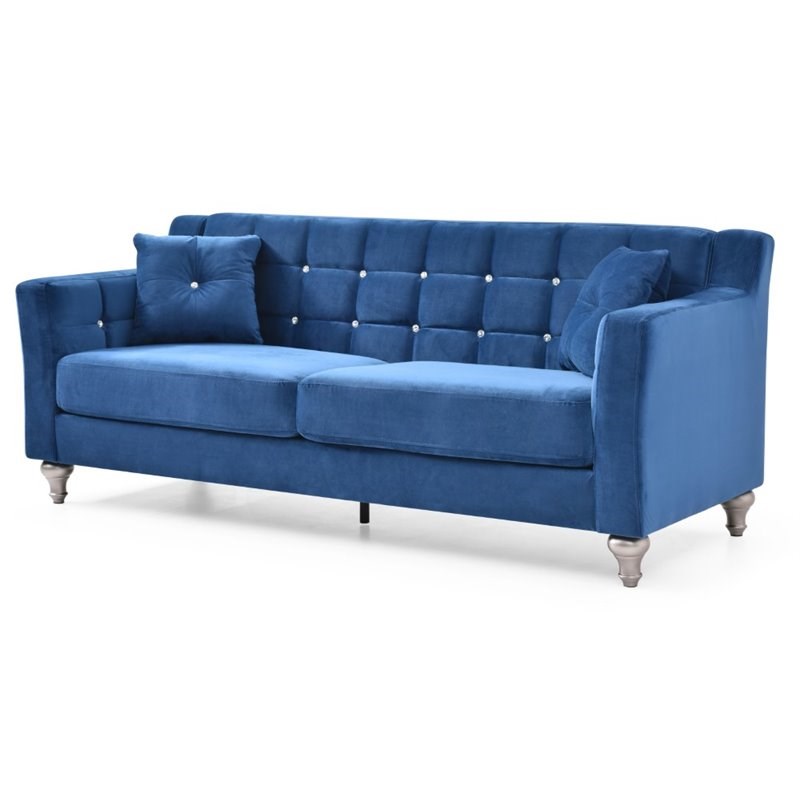 Home Square 2-Piece Set with Sofa and Loveseat in Navy Blue