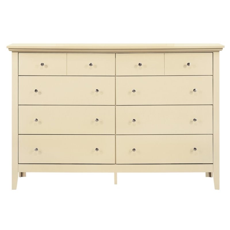 Home Square 2-Piece Set with 8-Drawer Dresser and 3-Drawer Nightstand in Beige