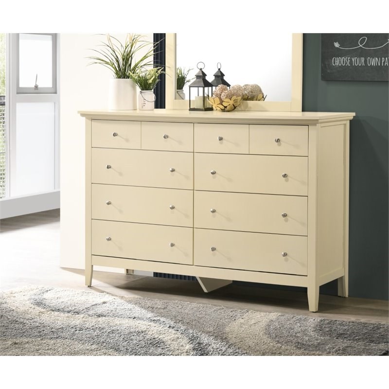 Home Square 2-Piece Set with 8-Drawer Dresser and Mirror in Beige