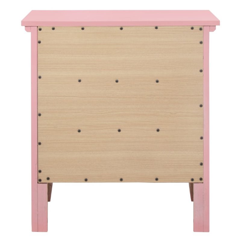 Home Square 3-Piece Set with Dresser TV Stand and 3-Drawer Nightstand in Pink