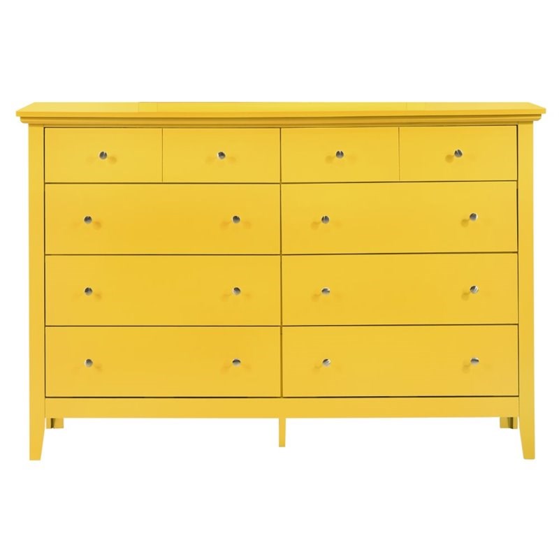 Home Square 3-Piece Set with Dresser TV Stand and 3-Drawer Nightstand in Yellow