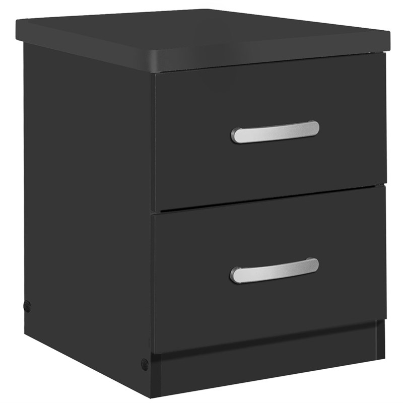 Home Square 2-Piece Set with Wardrobe Armoire and 2-Drawer Nightstand in Black