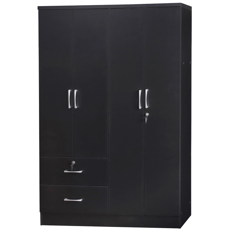 Home Square 2-Piece Set with 4-Doors 2-Drawers Armoire and 2-Drawer Nightstand