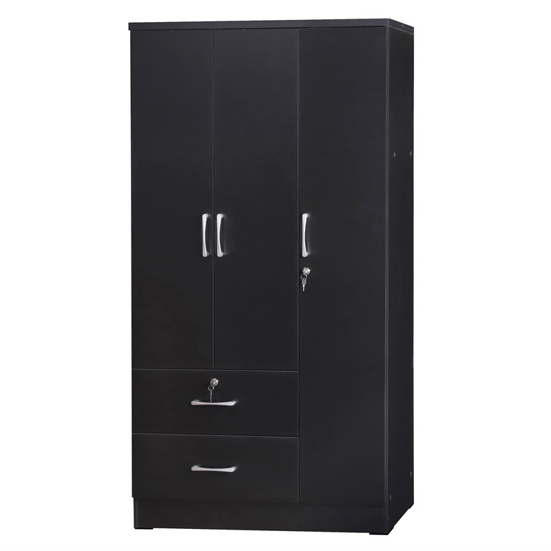 Home Square 2-Piece Set with Wardrobe Armoire Closet and 2-Drawer Nightstand