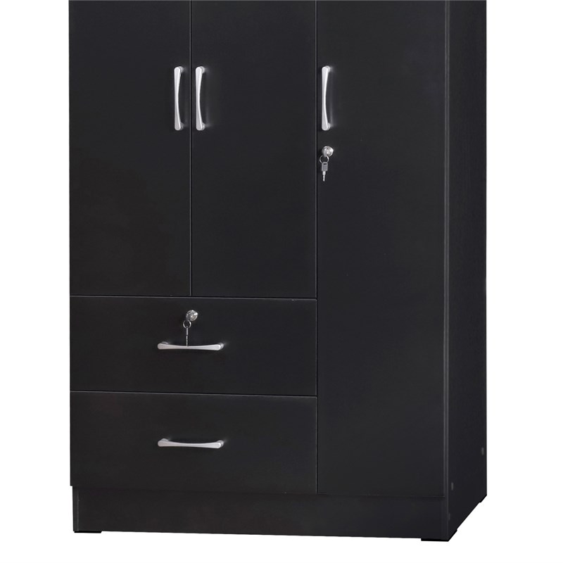 Home Square 2-Piece Set with Wardrobe Armoire Closet and 2-Drawer Nightstand