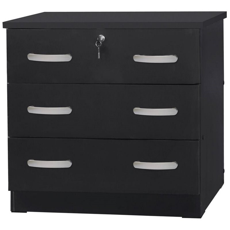Home Square 2-Piece Set with 3-Drawer Bedroom Dresser Nightstand in Black