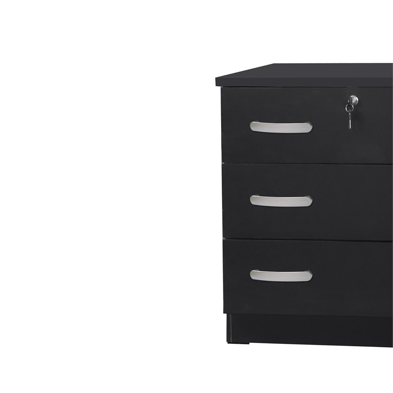 Home Square 2-Piece Set with 3-Drawer Bedroom Dresser Nightstand in Black
