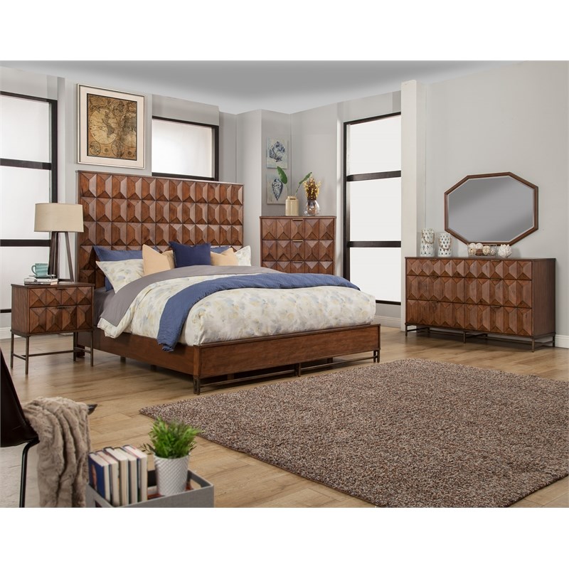 Home Square 2 Piece Bedroom Set with Two 2 Drawer Wood Nightstands in Antique Brown