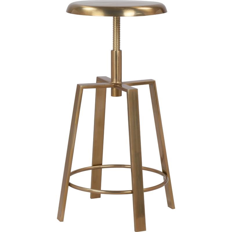 Home Square Gold Iron Adjustable Counter and Bar Stool - Set of 2