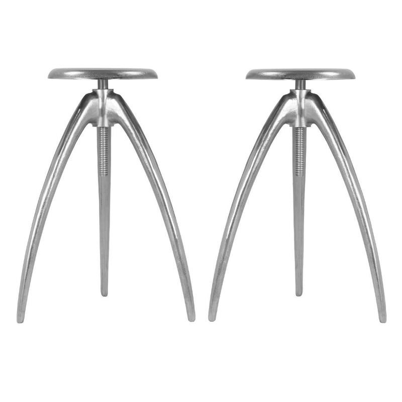 Home Square Silver Aluminum Counter and Bar Stool - Set of 2